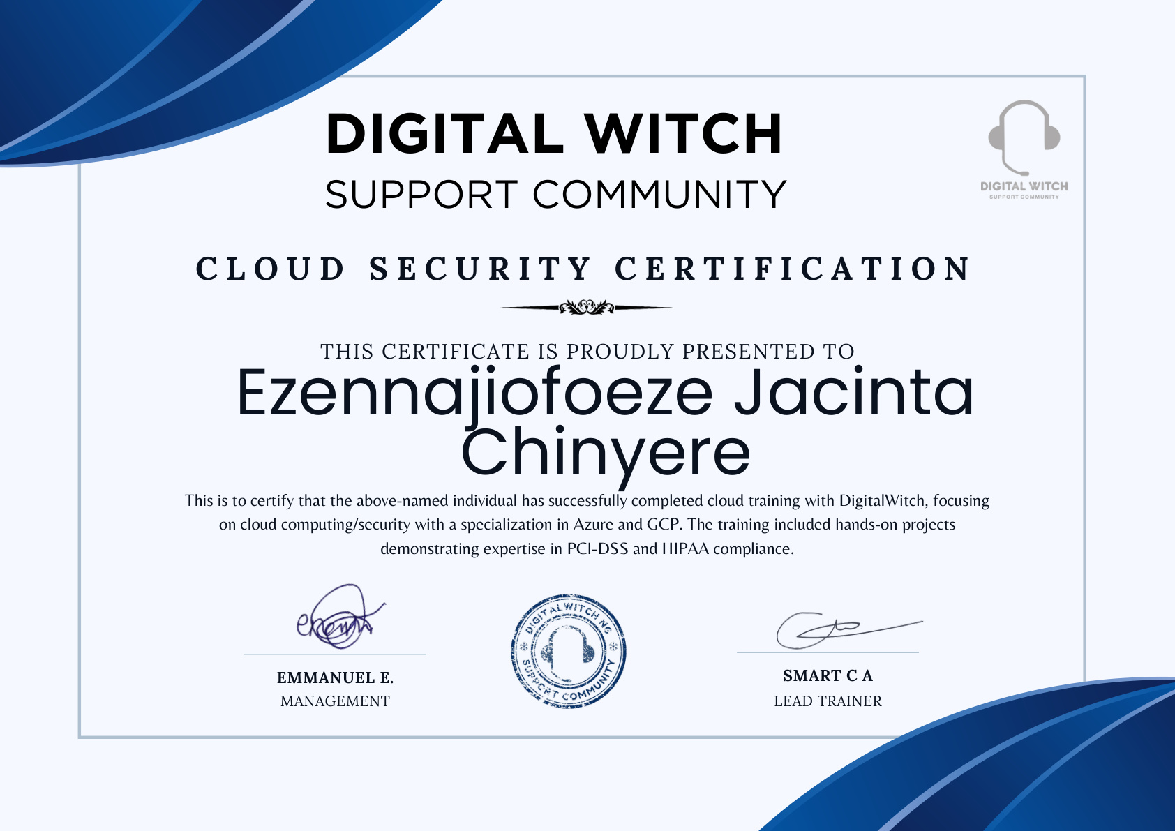 Certificate: Cloud Computing & Security